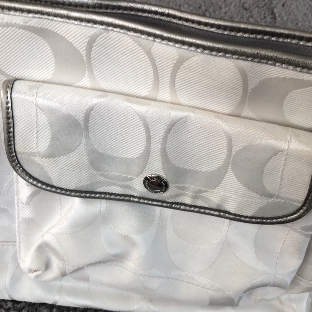 White Coach Signature Fabric Crossbody Handbag - Picture 9 of 9